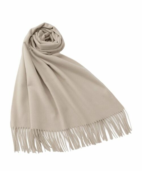 grove / グローブ マフラー・ショール・スヌード・ストール | 【手洗い可】カシミヤタッチフリンジストール(ライトベージュ(051))