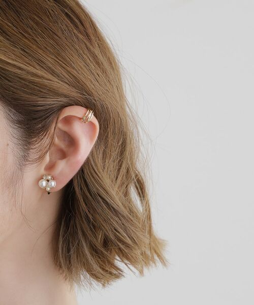 grove / グローブ ピアス・イヤリング | 【痛くなりにくい】パール調ビジューイヤリングイヤカフセット | 詳細6