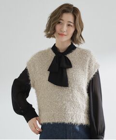 grove / グローブ ニット・セーター | 夏の余韻と秋の気配をつなぐ　ラメフェザーニットベスト