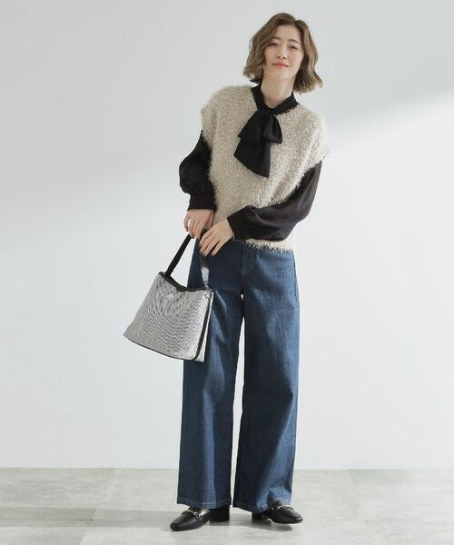 grove / グローブ ニット・セーター | 夏の余韻と秋の気配をつなぐ ラメフェザーニットベスト | 詳細2