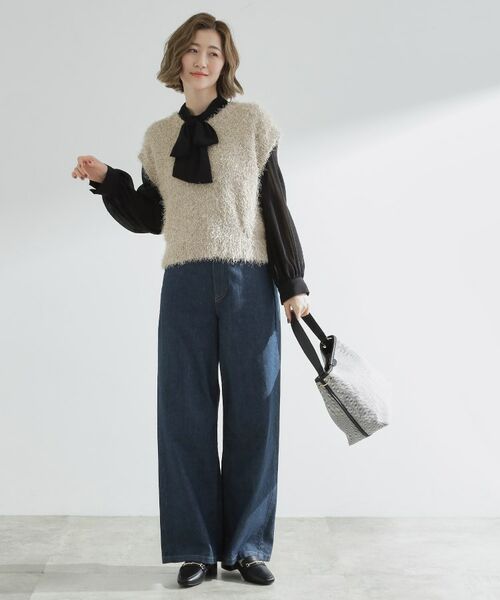 grove / グローブ ニット・セーター | 夏の余韻と秋の気配をつなぐ ラメフェザーニットベスト | 詳細3