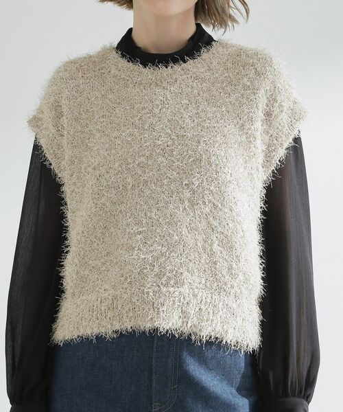 grove / グローブ ニット・セーター | 夏の余韻と秋の気配をつなぐ ラメフェザーニットベスト | 詳細9