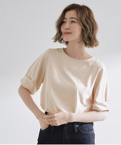 grove / グローブ カットソー | きちんと感と女性らしさ、二の腕カバーが一枚で叶う　袖口パール調ボタンプルオーバー