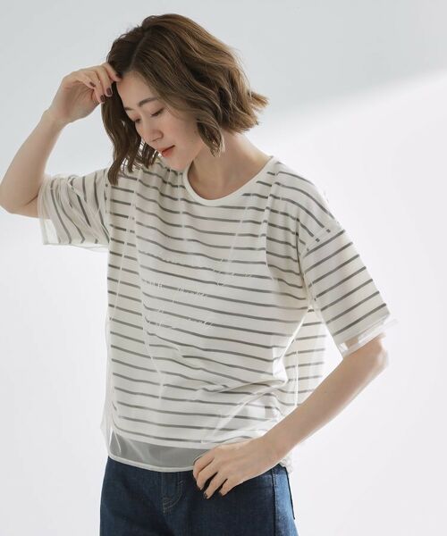 grove / グローブ Tシャツ | ラフだけどおしゃれ チュールレイヤードTシャツ | 詳細9