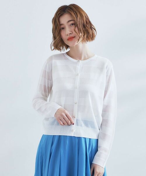 grove / グローブ カーディガン・ボレロ | シアーボーダーカーディガン | 詳細1