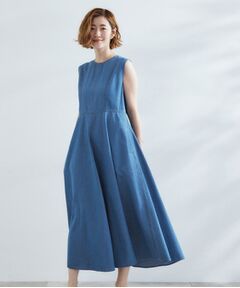 grove / グローブ ロング・マキシ丈ワンピース | すっきり見え 軽やかデニムノースリーブワンピース