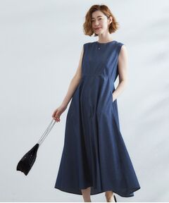 grove / グローブ ロング・マキシ丈ワンピース | すっきり見え 軽やかデニムノースリーブワンピース