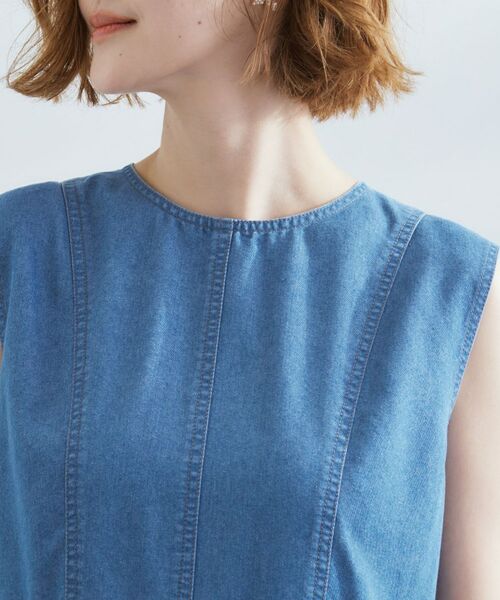 grove / グローブ ロング・マキシ丈ワンピース | すっきり見え 軽やかデニムノースリーブワンピース | 詳細12