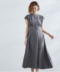 grove / グローブ ロング・マキシ丈ワンピース | ウエスト高見えでスタイルアップ　上品スタンドカラーシャツワンピース