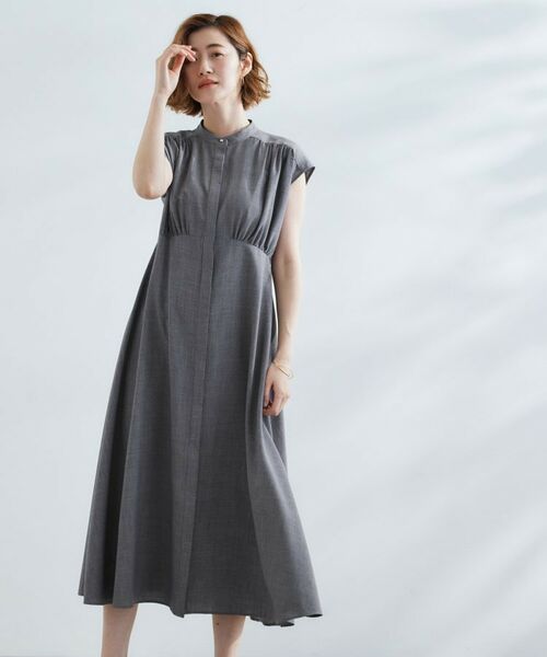 grove / グローブ ロング・マキシ丈ワンピース | ウエスト高見えでスタイルアップ 上品スタンドカラーシャツワンピース | 詳細1