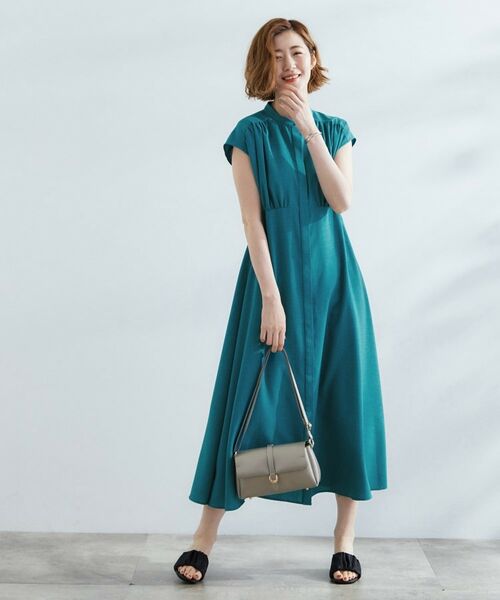 grove / グローブ ロング・マキシ丈ワンピース | ウエスト高見えでスタイルアップ 上品スタンドカラーシャツワンピース | 詳細10