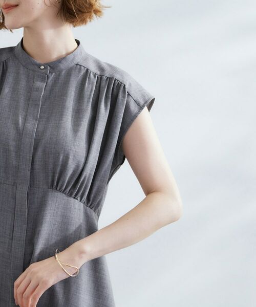 grove / グローブ ロング・マキシ丈ワンピース | ウエスト高見えでスタイルアップ 上品スタンドカラーシャツワンピース | 詳細17