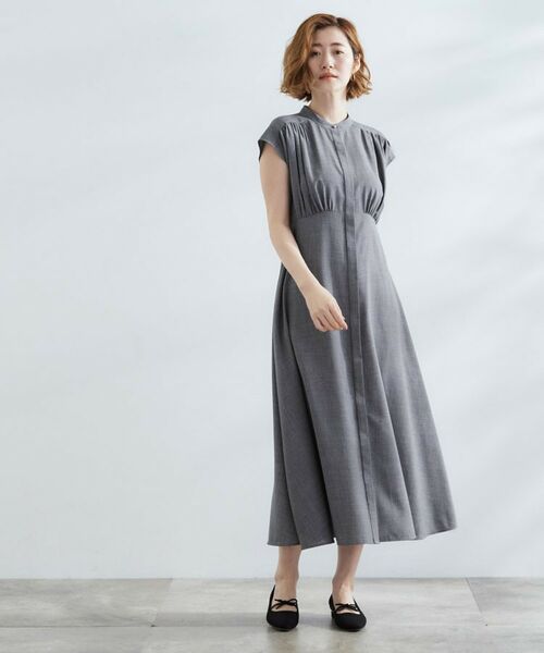 grove / グローブ ロング・マキシ丈ワンピース | ウエスト高見えでスタイルアップ 上品スタンドカラーシャツワンピース | 詳細2
