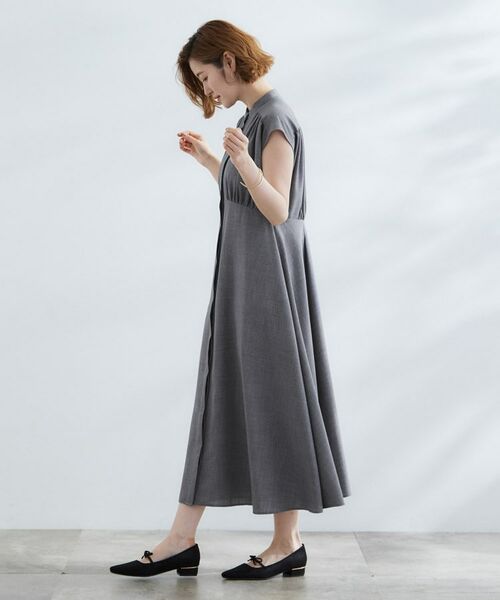grove / グローブ ロング・マキシ丈ワンピース | ウエスト高見えでスタイルアップ 上品スタンドカラーシャツワンピース | 詳細3