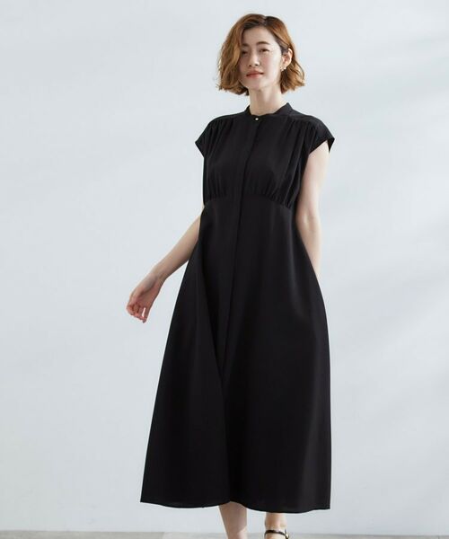 grove / グローブ ロング・マキシ丈ワンピース | ウエスト高見えでスタイルアップ 上品スタンドカラーシャツワンピース | 詳細5