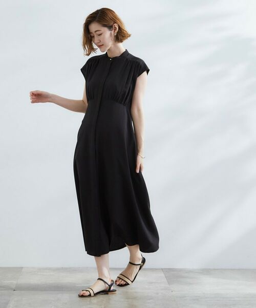 grove / グローブ ロング・マキシ丈ワンピース | ウエスト高見えでスタイルアップ 上品スタンドカラーシャツワンピース | 詳細6