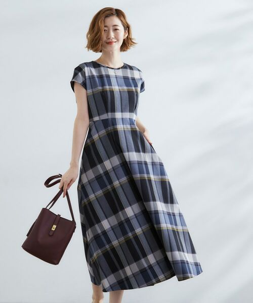 grove / グローブ ロング・マキシ丈ワンピース | 秋を先取り!ビッグチェック フィット&フレアワンピース(ネイビーチェック(293))