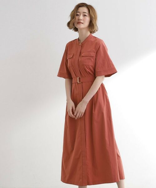 grove/グローブ 軽やかに決まる ワークシャツワンピース ベイクアプリコット(069) 02(M) grove/グローブ 軽やかに決まる ワークシャツワンピース ベイクアプリコット(069) 02(M)