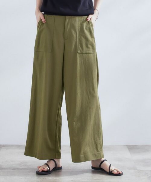 grove / グローブ ショート・ハーフ・半端丈パンツ | 【接触冷感】見た目はきちんと、着心地はらくちん クロップドベイカーパンツ | 詳細1