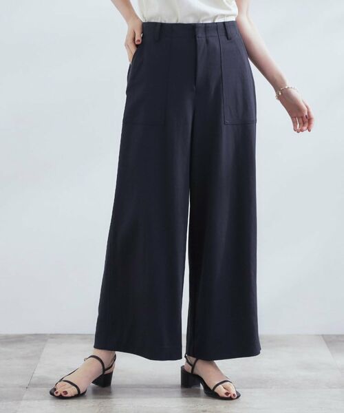 grove / グローブ ショート・ハーフ・半端丈パンツ | 【接触冷感】見た目はきちんと、着心地はらくちん クロップドベイカーパンツ(ネイビー(094))