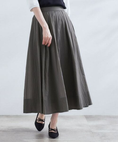 grove / グローブ ロング・マキシ丈スカート | 透け感がムードある 大人のタックギャザースカート | 詳細1