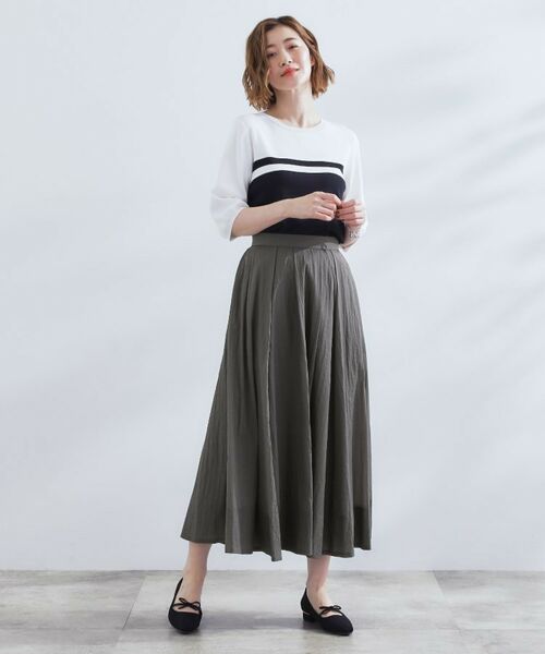 grove / グローブ ロング・マキシ丈スカート | 透け感がムードある 大人のタックギャザースカート | 詳細2