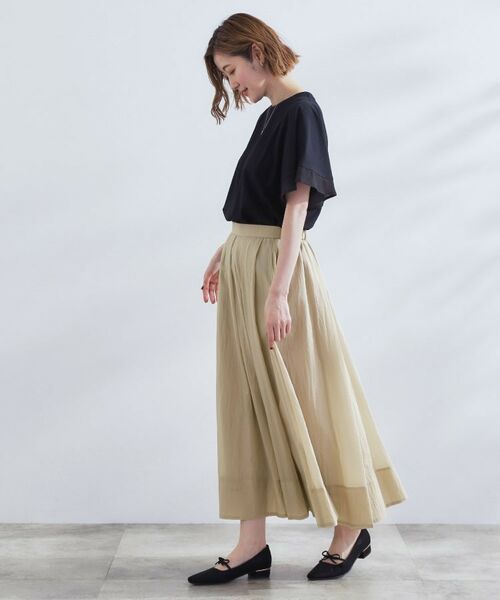 grove / グローブ ロング・マキシ丈スカート | 透け感がムードある 大人のタックギャザースカート | 詳細7