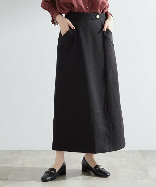 grove / グローブ ロング・マキシ丈スカート | 秋先取り　フラップポケットラップスカート | 詳細1