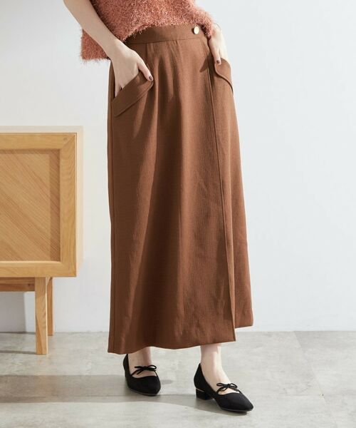 grove / グローブ ロング・マキシ丈スカート | 秋先取り　フラップポケットラップスカート | 詳細5