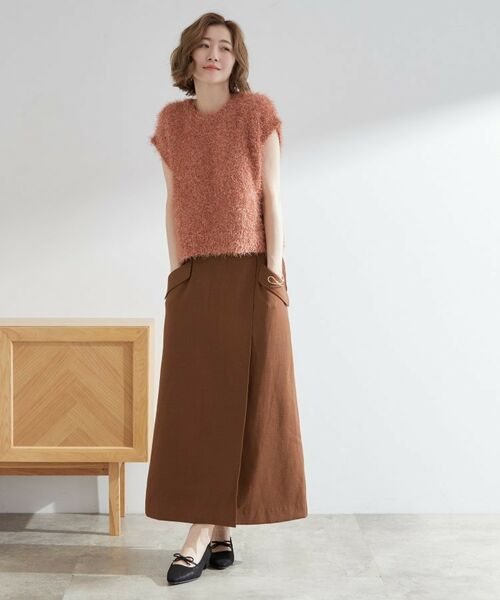 grove / グローブ ロング・マキシ丈スカート | 秋先取り　フラップポケットラップスカート | 詳細6