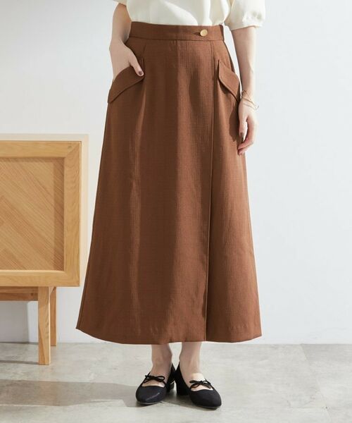 grove / グローブ ロング・マキシ丈スカート | 秋先取り　フラップポケットラップスカート | 詳細9