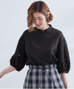 grove / グローブ シャツ・ブラウス | 【サスティナブル原料/二の腕カバー】華やか袖刺繍ブラウス