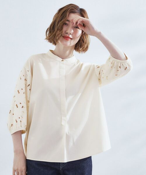 grove / グローブ シャツ・ブラウス | 【サスティナブル原料/二の腕カバー】華やか袖刺繍ブラウス | 詳細1