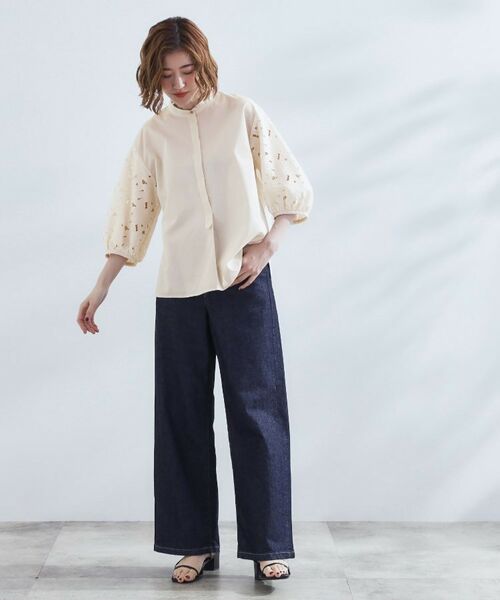 grove / グローブ シャツ・ブラウス | 【サスティナブル原料/二の腕カバー】華やか袖刺繍ブラウス | 詳細3