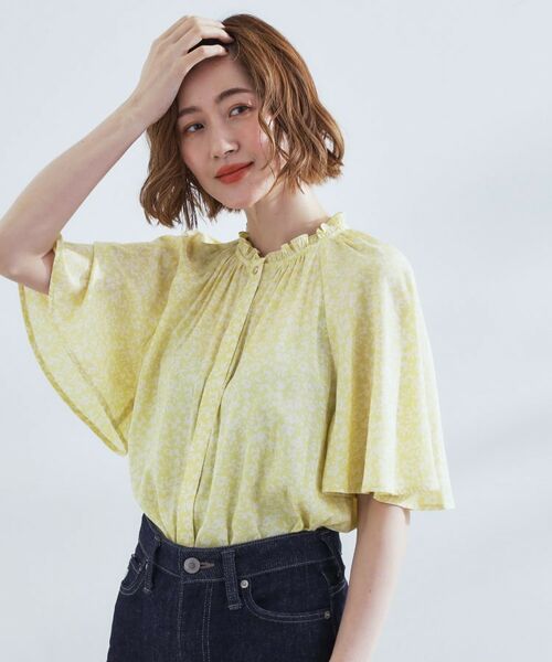 grove / グローブ シャツ・ブラウス | 【洗える/お仕事/二の腕カバー】ヴィンテージサテンブラウス(ライトイエロー(130))
