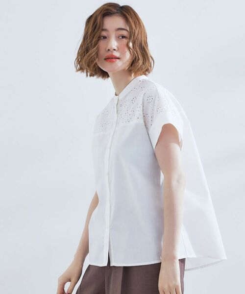 grove / グローブ シャツ・ブラウス | 涼やかさと上品さを兼ね備えた　レースシャツブラウス | 詳細1