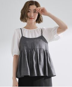 grove / グローブ シャツ・ブラウス | 【2点SET/お洒落見え/体型カバー】ツイード調キャミ×ブラウスセット