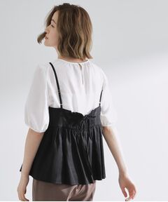 grove / グローブ シャツ・ブラウス | 【2点SET/お洒落見え/体型カバー】ツイード調キャミ×ブラウスセット