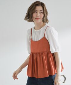 grove / グローブ シャツ・ブラウス | 【2点SET/お洒落見え/体型カバー】ツイード調キャミ×ブラウスセット