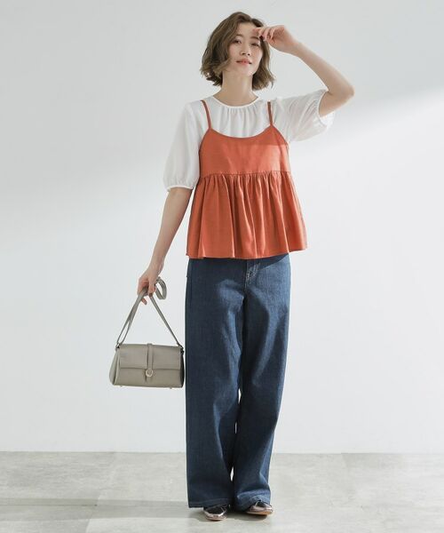 grove / グローブ シャツ・ブラウス | 【2点SET/お洒落見え/体型カバー】ツイード調キャミ×ブラウスセット | 詳細10