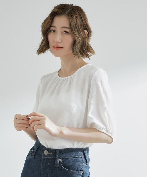 grove / グローブ シャツ・ブラウス | 【2点SET/お洒落見え/体型カバー】ツイード調キャミ×ブラウスセット | 詳細12