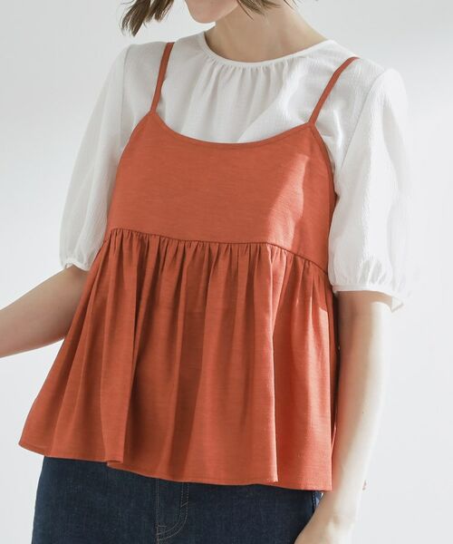 grove / グローブ シャツ・ブラウス | 【2点SET/お洒落見え/体型カバー】ツイード調キャミ×ブラウスセット | 詳細15