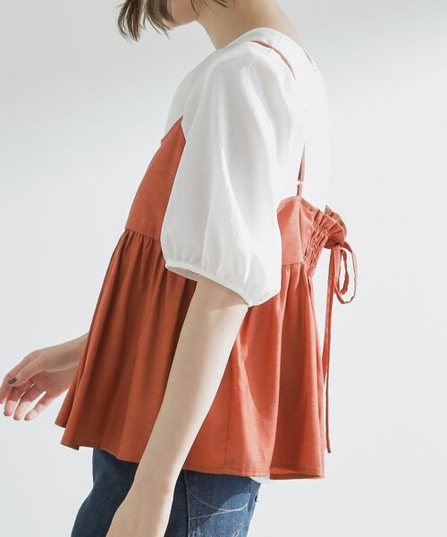 grove / グローブ シャツ・ブラウス | 【2点SET/お洒落見え/体型カバー】ツイード調キャミ×ブラウスセット | 詳細16