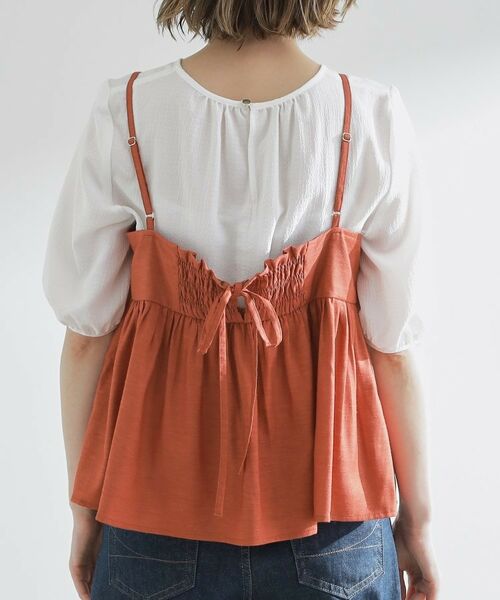 grove / グローブ シャツ・ブラウス | 【2点SET/お洒落見え/体型カバー】ツイード調キャミ×ブラウスセット | 詳細17