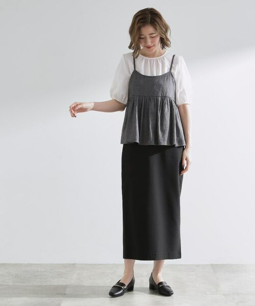 grove / グローブ シャツ・ブラウス | 【2点SET/お洒落見え/体型カバー】ツイード調キャミ×ブラウスセット | 詳細2