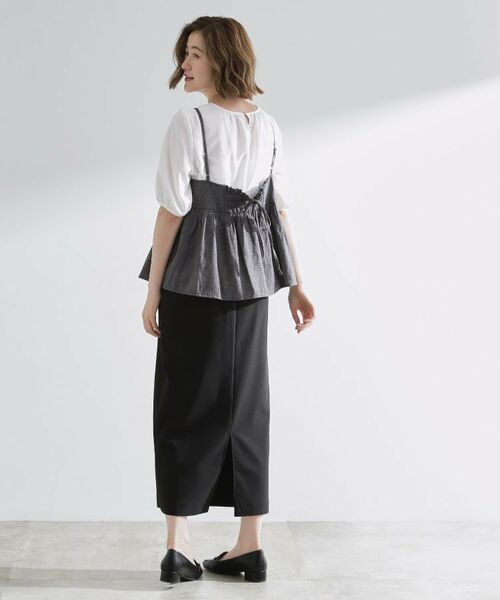 grove / グローブ シャツ・ブラウス | 【2点SET/お洒落見え/体型カバー】ツイード調キャミ×ブラウスセット | 詳細3