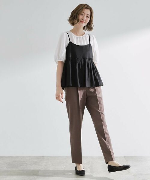 grove / グローブ シャツ・ブラウス | 【2点SET/お洒落見え/体型カバー】ツイード調キャミ×ブラウスセット | 詳細6