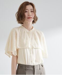 grove / グローブ シャツ・ブラウス | 透け感と刺繍で魅せる　ペイズリー刺繍ケープブラウス