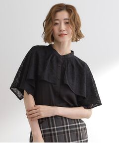 grove / グローブ シャツ・ブラウス | 透け感と刺繍で魅せる　ペイズリー刺繍ケープブラウス