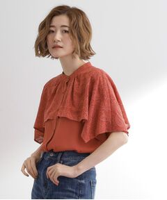 grove / グローブ シャツ・ブラウス | 透け感と刺繍で魅せる　ペイズリー刺繍ケープブラウス